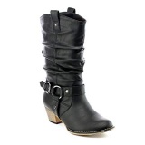 Distressed Pull On Riding Boots