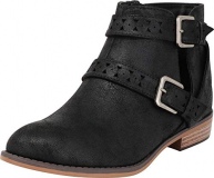 Women Distressed Black Ankle Booties