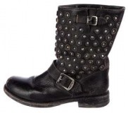 Women's Black Distressed Biker Boots