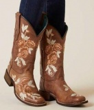 Brown Embroidered Cowgirl Boot