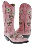 Butterfly Embroidered Cowgirl Boots