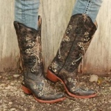 Womens Brown Embroidered Cowgirl Boots
