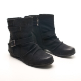 Ladies Black Flat Ankle Boots with Zipper