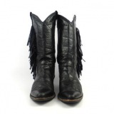 Black Leather Fringe Cowboy Boots