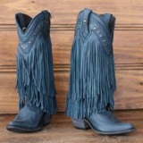 Blue Fringed Cowboy Boots