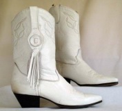 Cream Fringe Cowboy Boots