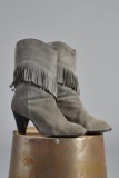 Grey Fringe Cowboy Boots