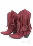 Maroon Fringe Cowboy Boots