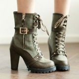 Green Heeled Combat Boots