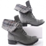 Grey Heeled Combat Boots