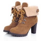 Heel Combat Boots with Fur