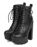 Platform Heeled Combat Boots