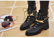 Spike Heeled Combat Boots