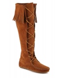 Front Lace Knee High Fringe Boots