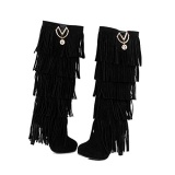 Knee High Fashion Fringe Boots