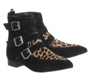 Leopard Ankle Boots for Women Buckle