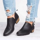 Block Heel Low Cut Slip On Work Boots