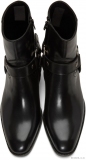 Leather Black Harness Boots for Mens