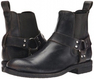 Mens Black Harness Boots Round Toe