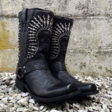 Mens Black Harness Boots