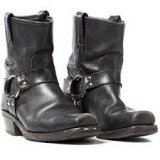 Mens Leather Black Harness Boots