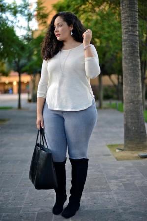 plus size outfits with knee high boots