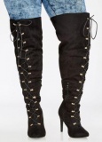 Plus Size Knee High Lace Up Boots