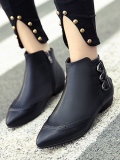 Black Pointed Toe Flat Boots