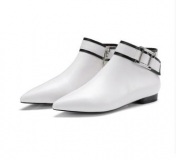 White Pointed Toe Flat Boots