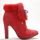 Faux Red Fur Boots