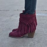 Sbicca Fringe Bootie Wine Color