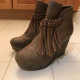 Sbicca Fringe Wedge Boots