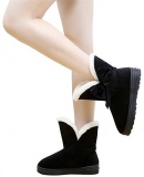 Black Slip on Snow Boots Womens
