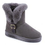 Grey Slip on Snow Boots Womens