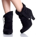 Black Suede Slouch Ankle Boots