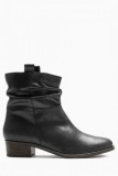Leather Square Toe Slouch Ankle Boots
