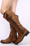 Brown Slouch Wedge Boots