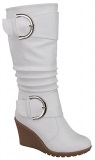 White Slouch Wedge Boots