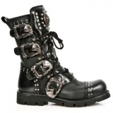 Black Combat Boots with Studs