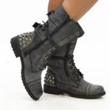 Grey Studded Combat Boots