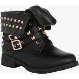 Studded Fold Over Combat Boots