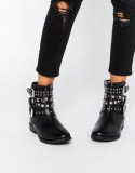 Studded Strappy Combat Boots