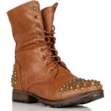 Tan Studded Combat Boots