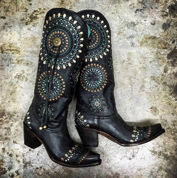 black studded cowboy boots
