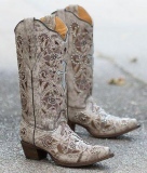 Grey Studded Cowgirl Boots