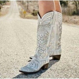White Studded Cowgirl Boots