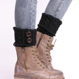 Stylish Women's Snow Boots with Knitting and Button Design