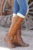 Low Wedge Tall Boots In Brown