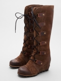 Tall Wedge Boots Brown