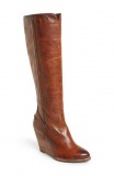 Tan Tall Boots Wedge Heel